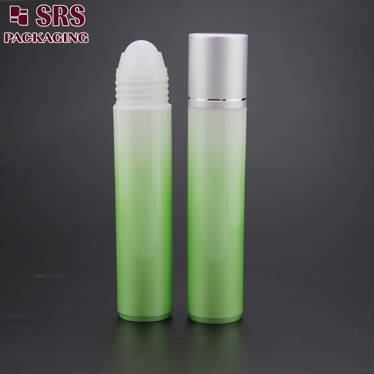 35ml empty cylinder green bottle with roller ball 100pcs